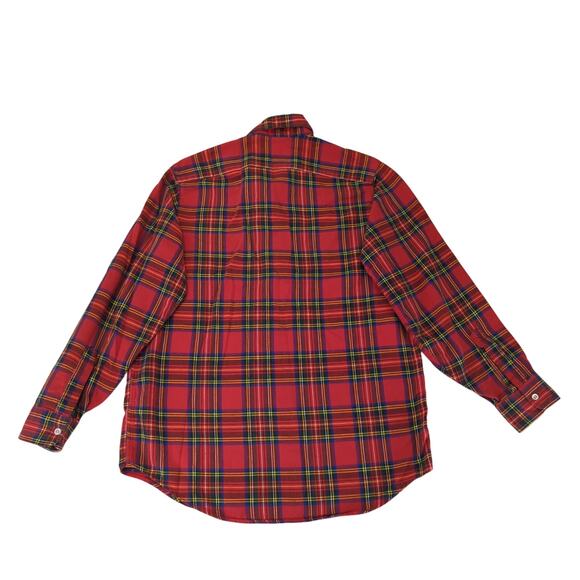 LL Bean Red Plaid Flannel Button-down Shirt Men's Medium Made in USA 100% Cotton - Picture 2 of 9